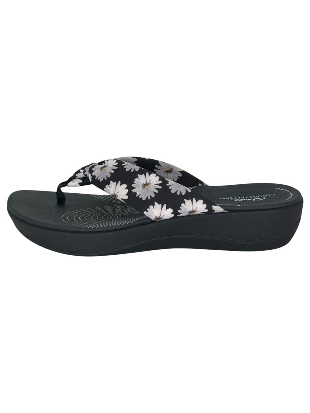 Clarks Arla Glison Black Floral Cloudsteppers Womens Thong Sandals Size 11M - Picture 3 of 13